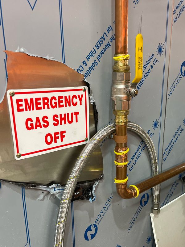 Commercial emergency gas shut-off valve installation